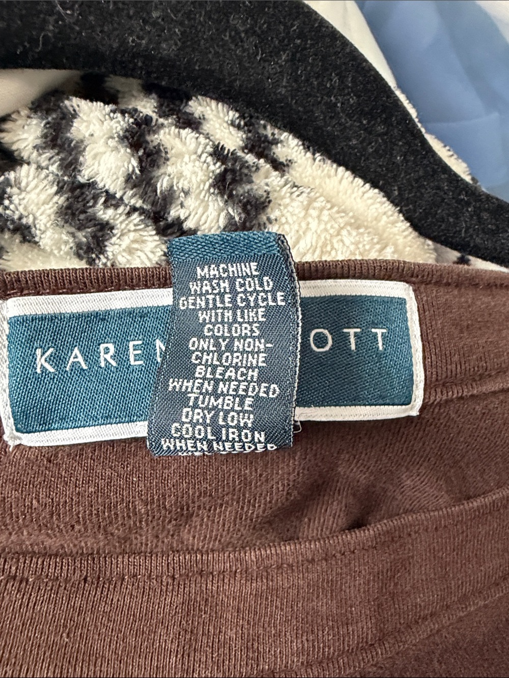 Karen Scott Chocolate Brown Long Sleeve Boatneck Top - Picture 5 of 5